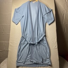Vintage McGregor Mens OSFA Robe Blue S/S Long Belted Pockets Sleepwear Acetate