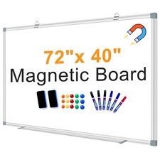 Large White Board Dry Erase Board for Wall 72"X40" Magnetic Whiteboard with L...