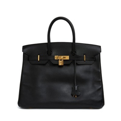Hermès 1999 Sac Reteint Noir Birkin 35 gefärbt schwarz Bitterleder Handtasche Hermes