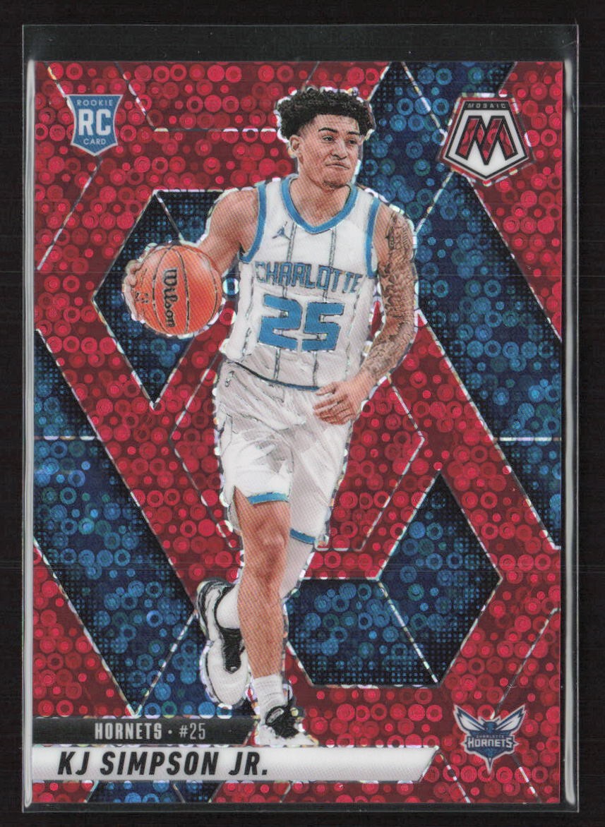 2024-25 Panini Mosaic Fast Break Red Mosaic #239 KJ Simpson Jr. SN,RC,49/99
