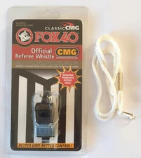 Fox 40 Classic CMG Pealess Referee Whistle w/Cushioned Mouth Grip + FREE Lanyard