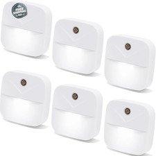 Plug-In Night Light LED Motion Sensor Activated Bathroom Kitchen Hallway 6-Pack