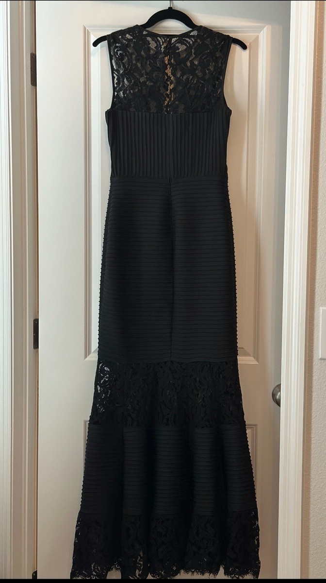 Tadashi Shoji Black Evening Gown with Lace Detail | eBay Tadashi Shoji Black Evening Gown with Lace Detail | eBay