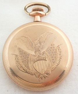 ANTIQUE 16s GOLD FILLED HIGHLY ENGRAVED PATRIOTIC LEVER SET POCKET WATCH CASE