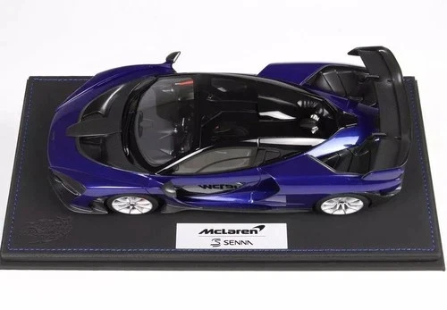 BBR McLaren Senna 1/18 Metal Car Blue 2018 Model with Case Used - Image 4 of 4