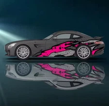 Flame Car Decals; Flame Racing Sport Livery Decal For Both Sides Of Car; Flames