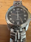 Seiko Men Silver Black Crystal Sports 100M Diamonds Vintage Watch 7N42-0AM0