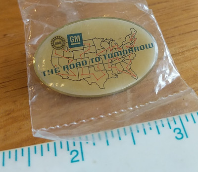 GM UAW Union ROAD TO TOMORROW pin Chevrolet USA Map collector Pontiac Auto NOS
