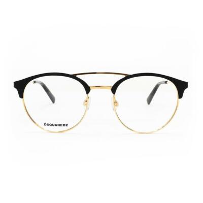 DSQUARED2 DQ 5284 030 Black Gold Metal Round Aviator Eyeglasses Frame  51-20-145