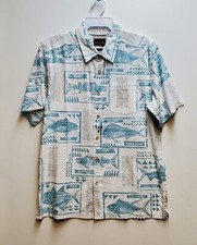 QUIKSILVER WATERMAN BLOCK FISH Men's S/S Woven Shirt - WBB9 - Medium - NWT