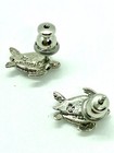 Sterling Silver Sea Turtle Stud Pierced Earrings Textured , Post And Bullet Back — photo 3