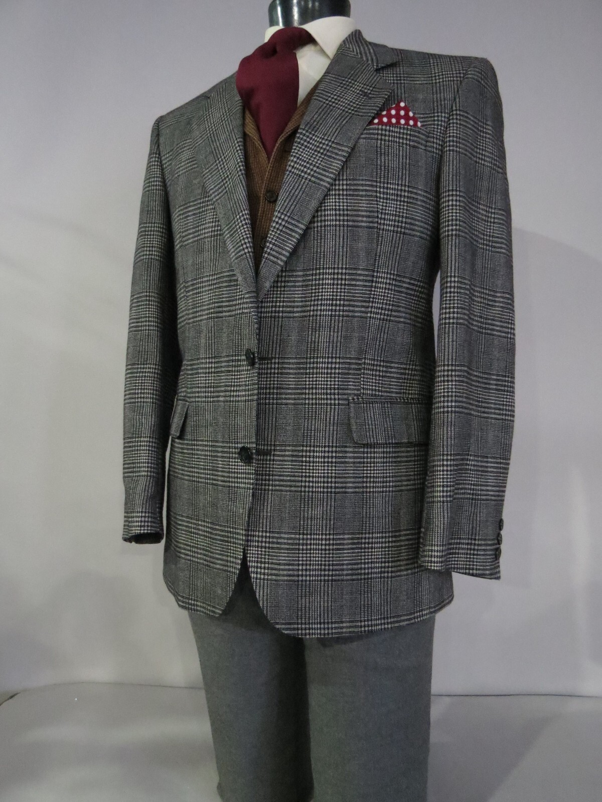 Cappotto sportivo Yves saint Laurent Made in France Diffusion Hommes a quadri audaci 40 L