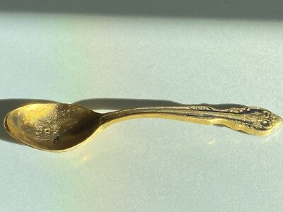 Nice Aged Golden Metal RISE AND GRIND Embossed Coffee Stir Scoop Spoon