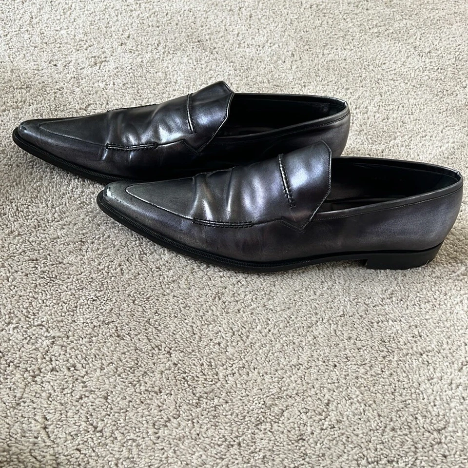 PLANOS DE CUERO PLATEADOS DOLCE & GABBANA VINTAGE PARA HOMBRE. TALLA 9.5, PERO FUNCIONA GRANDE Foto 4 de 4