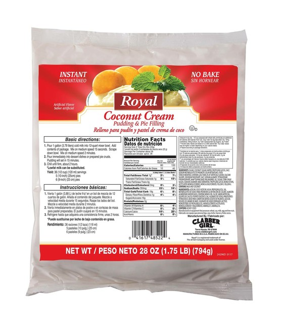 Royal Instant Coconut Cream Pudding Mix 28 Ounce (12 Pack) for sale
