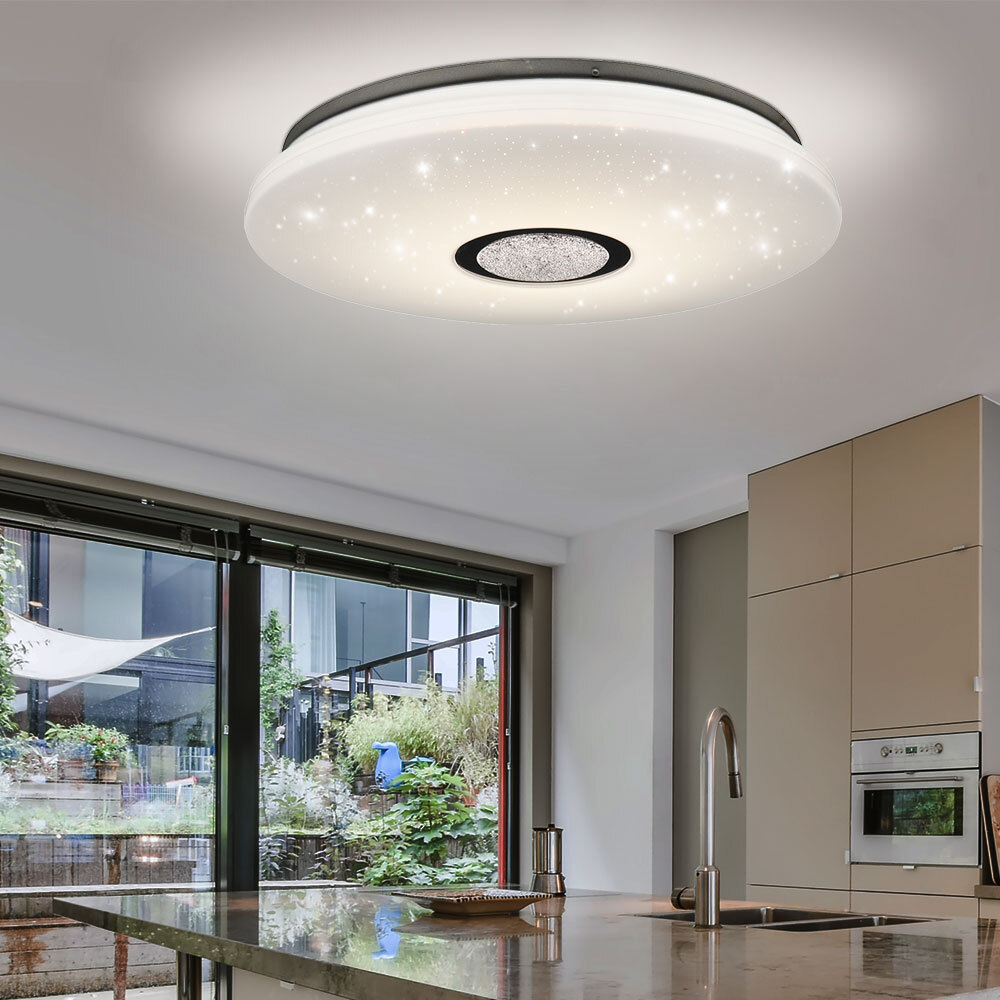 Deckenleuchte Mit Sternenhimmel-Effekt – Dimmbare LED Deckenlampe, 59 Cm Rund, Farbtemperatur Steuerbar Per Fernbedienung