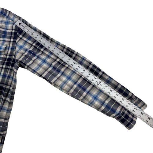 Patagonia Fjord Flannel Shirt Men's Medium Blue Gray Plaid Long Sleeve Outdoor - Picture 14 of 14
