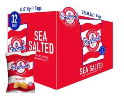 Seabrook Crinkle Cut Sea Salted Crisps Full Box of 32 Bags - Image 1 of 4