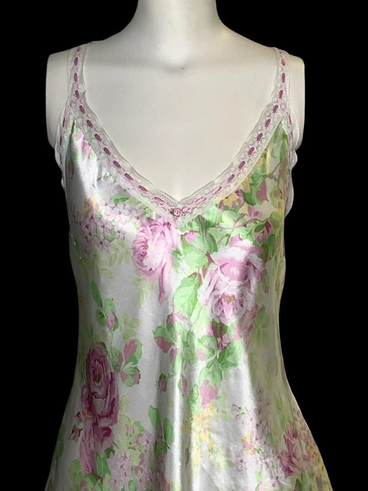 VTG Oscar De La Renta Pink Label Satin Slip Dress Y2K Lingerie Nightgown L Gown - Image 3 of 4