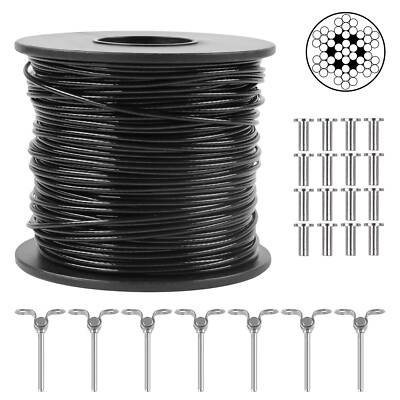 Deck Hardware: PVC Coated 304 Stainless Steel Cable Rope Kit For Cable Railing Garden Wire And Light Job