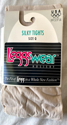 VTG 90s..LEGGS..SILKY..TIGHTS SPANDEX..NEW..USA..KHAKI..NEW..sz Q