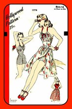 Misses PLAY SUIT Pattern One-Piece w Removable SKIRT Hollywood 1778 Vtg 1946