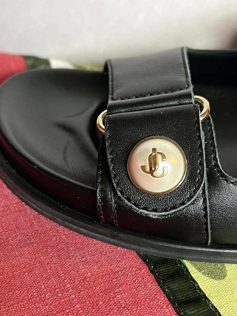 Jimmy Choo Fayence Leather Sandal Women's/ Black/ US 7M