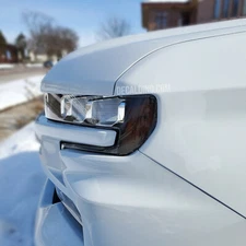 Fits 2019-2021 Silverado 1500 Dark Tint Headlight Reflector Overlay Smoke Front