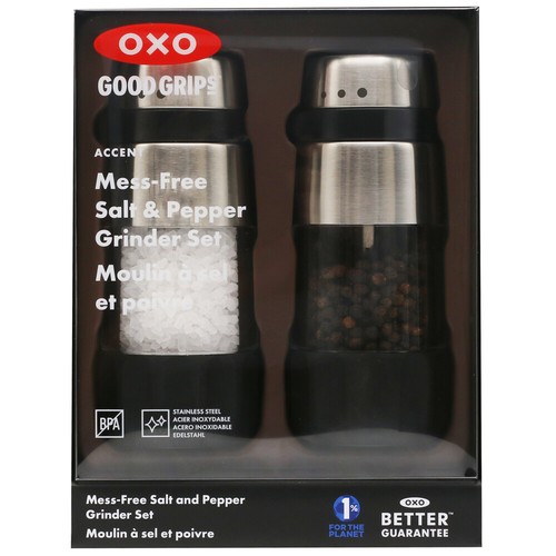OXO Salt and Pepper Grinders Set Good Grips Accent Stainless Steel eBay