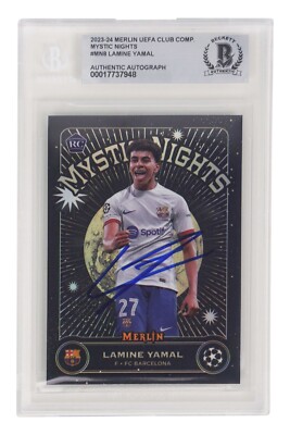 Lamine Yamal Signed 2023-24 Merlin Mystic Nights Rookie Card – BGS
