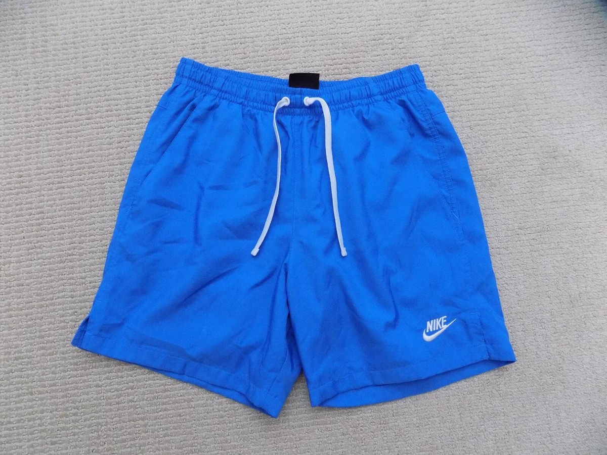 NIKE MENS S SMALL LINED ESSENTIAL WOVEN FLOW SHORTS BLUE WHITE