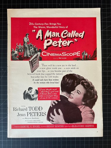 Vintage 1940s “A Man Called Peter” Film Print Ad - Jean Peters - Richard Todd