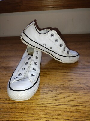 Vintage White Leather Converse All Star Mens Womens Low