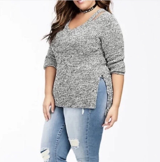 Torrid Marled Split Neck Tunic Sweater - image 1