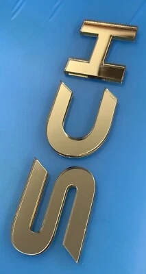 Spiegel Gold Silber Buchstaben Zahlen 3D 3mm Plexiglas Acrylglas Wunschtext