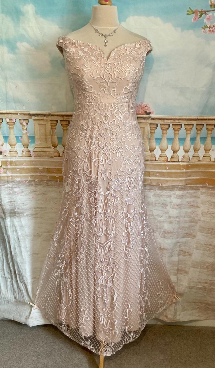 Wedding Dress Quiz Lace Bardot Fishtail Maxi Dress Dress 12 Pink