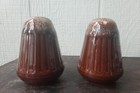 Vintage Monmouth Brown Drip Pottery Tapered Salt & Pepper Shakers — photo 4