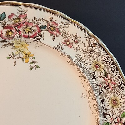 Stirling Keeling & Co Dinner Plate Flora 10 1/2'' RIMMED, Riged Rare Read