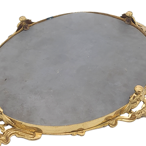 Antik Messing verspiegelt Waschtisch Tablett oval Rokoko Stil Vintage verziert Kommode Deko - Bild 13 von 23
