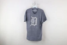 Y2K Mens Large Old English D Detroit Tigers Baseball Jersey Knit T-Shirt Blue