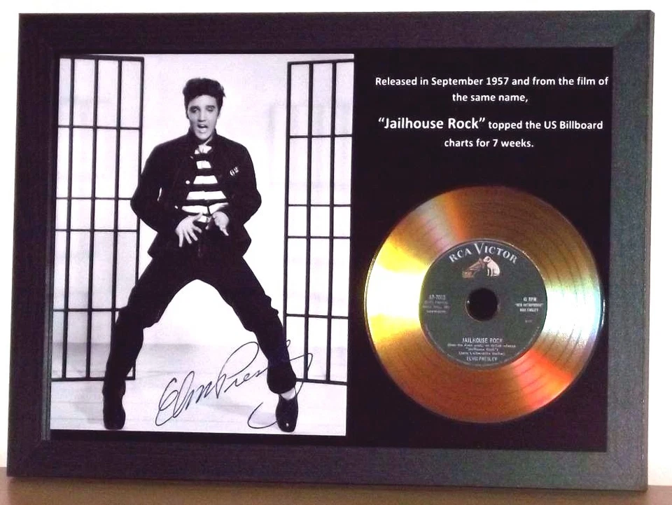 ELVIS PRESLEY 'JAILHOUSE ROCK' SIGNED GOLD DISC COLLECTABLE MEMORABILIA GIFT /01