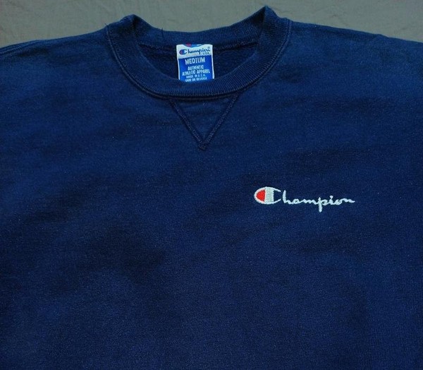 Men Champion T-Shirt Navy Cotton 38 / M / 46