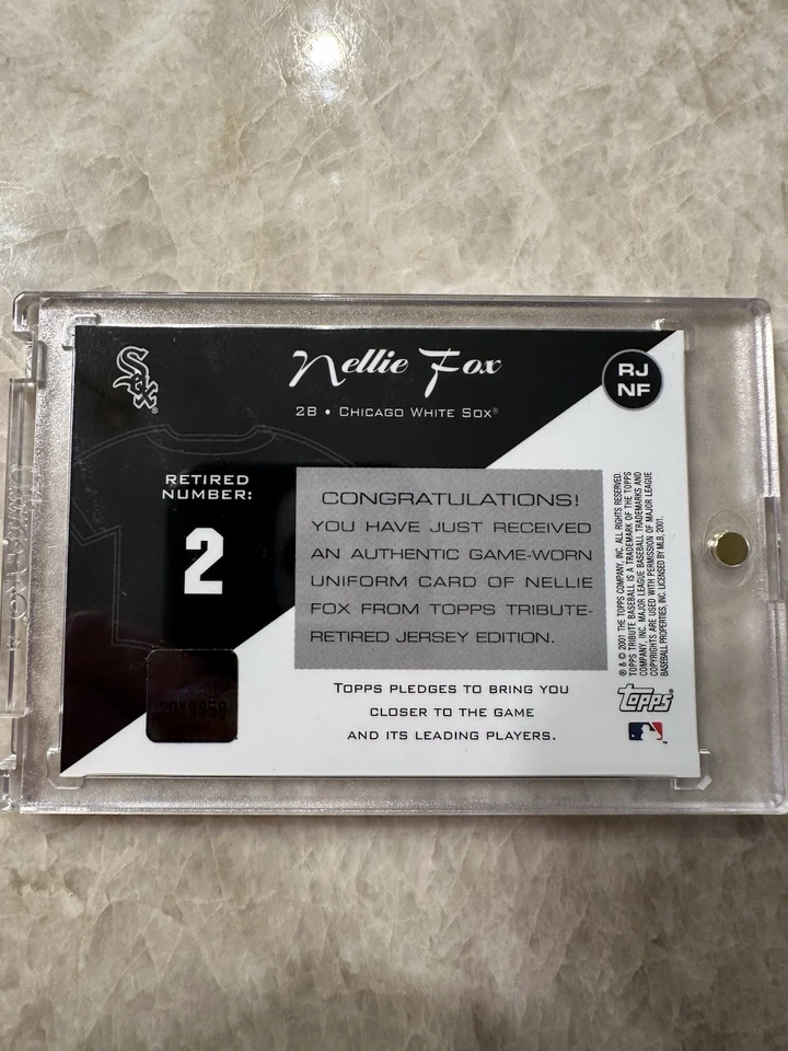Tarjeta de béisbol Topps Tribute Nellie Fox 2001 usada en juegos #RJ-NF HOF MLB rara Foto 4 de 4