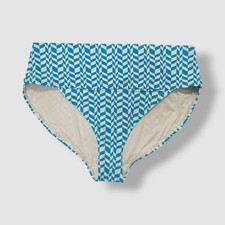 Anne Cole Women's Blue Printed Soft-Band High Waist Bottom Swimwear Size Large