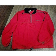 Vntg Surf Style Windbreaker Jacket 1/4 Zip Made In USA, Red/ Black, Size L/XL