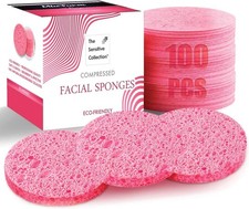 100-Count Round Compressed Facial Sponge for Face Cleansing,Makeup,Mask,Spa,Skin