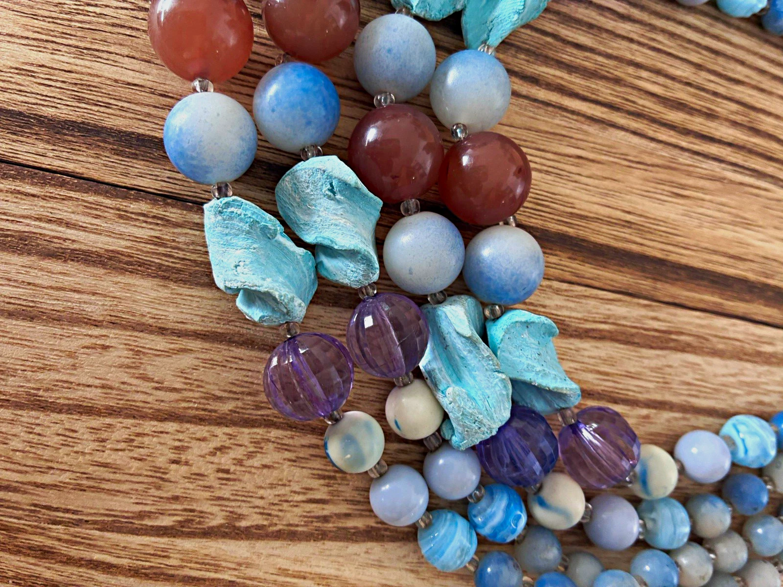 Vintage JAPAN 4-Strand Multi-Color Beaded Statement Necklace - product detail image 4