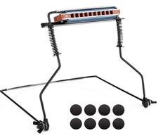 Harmonica Holder 10 Holes Black Hands Free Felt Pads