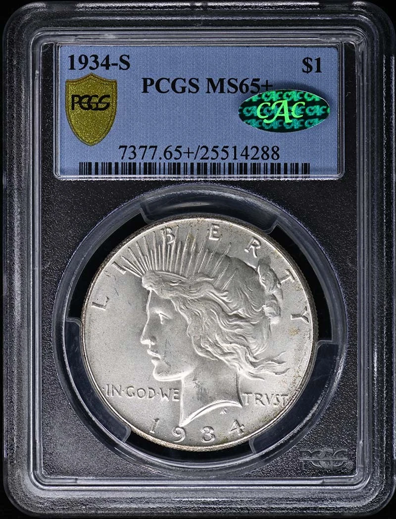 1934-S $1 Peace Dollar PCGS MS65+ (CAC)