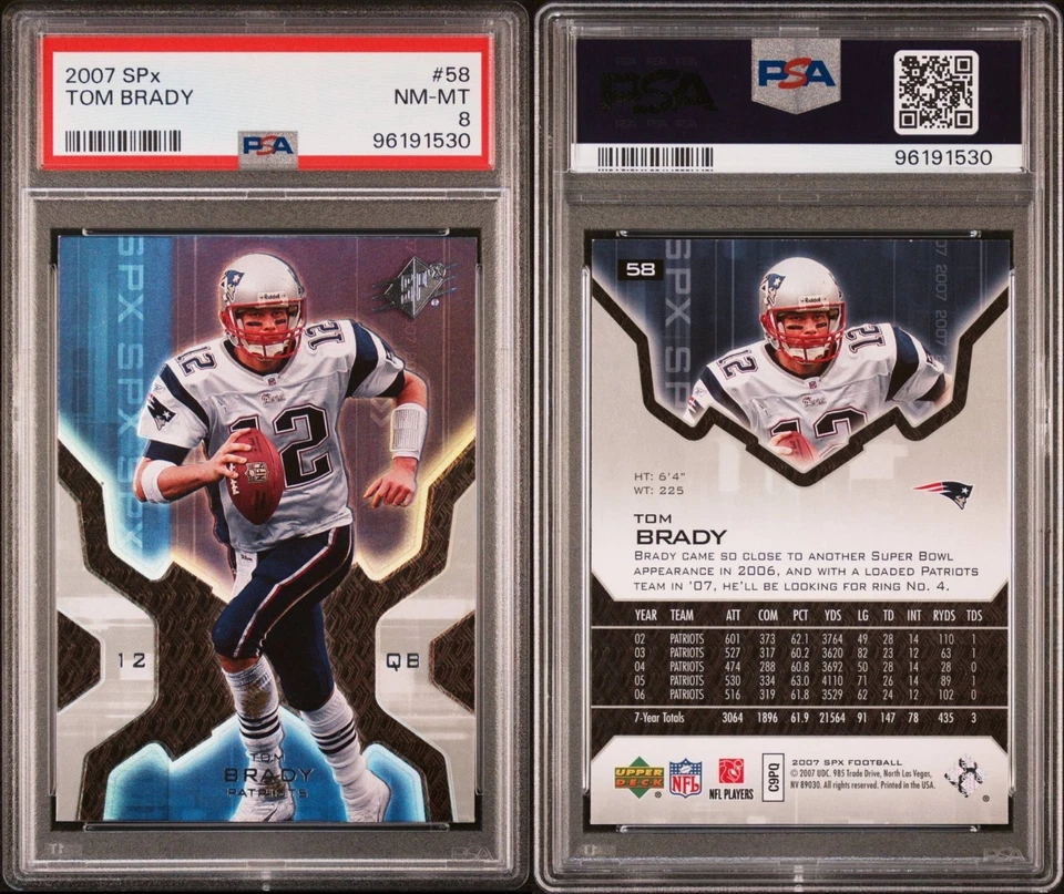 2007 SPx Tom Brady PSA 8 NM-Mint #58 New England Patriots HOF QB - Image 3 of 4